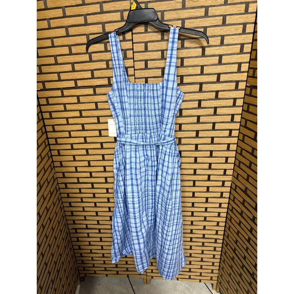 Free Assembly Blue Plaid Midi Dress‎ Size Large - Image 3
