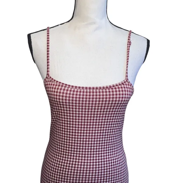Missguided Red and White Gingham Spaghetti Strap Bodycon Mini Dress - Image 2