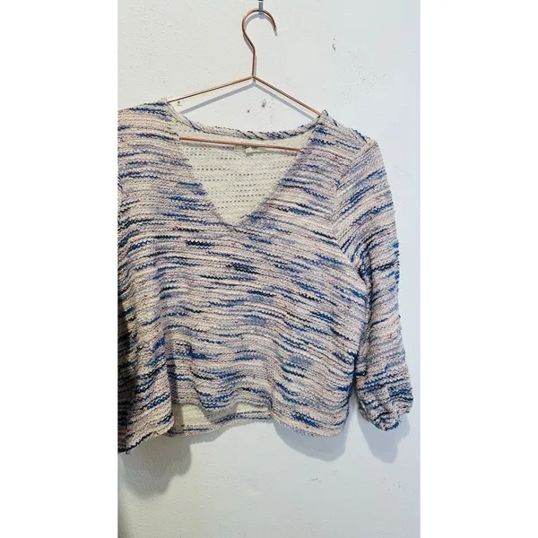 MADEWELL Blue White V- Neck Long Sleeve Cotton Sweater size Extra Large - Image 3
