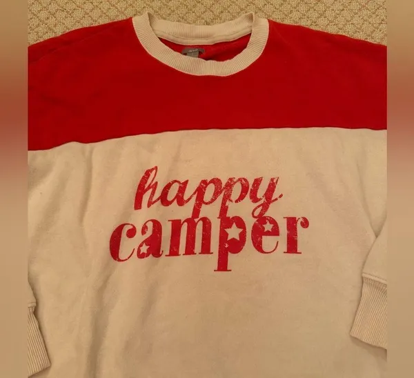 Aerie happy camper red white oversized pullover women's size women’s size small - Image 10