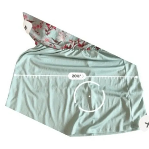 As You Wish Green Floral Chiffon Smocked Asymmetrical Dress LARGE Cottage Flowy‎ - Image 11