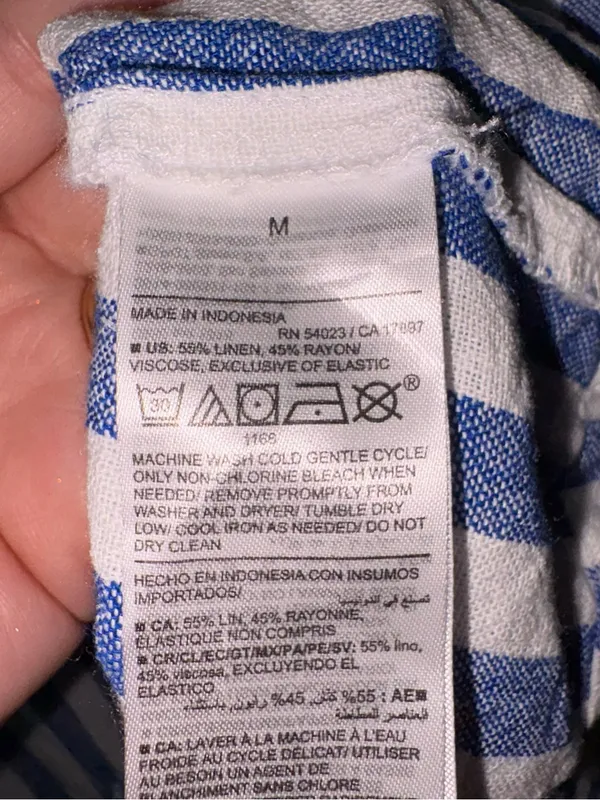 Old Navy Striped Maxi Dress‎ Med Blue White Linen Cottagecore Picnic Dorothy - Image 7