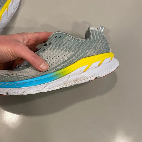 Hoka One One Women's Clifton 5 Grey and Yellow Running Shoes - 9 - Image 5