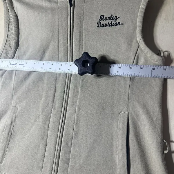 Harley Davidson Women's Full Zip Sleeveless Hoodie Vest Beige‎ Size Large - Image 4
