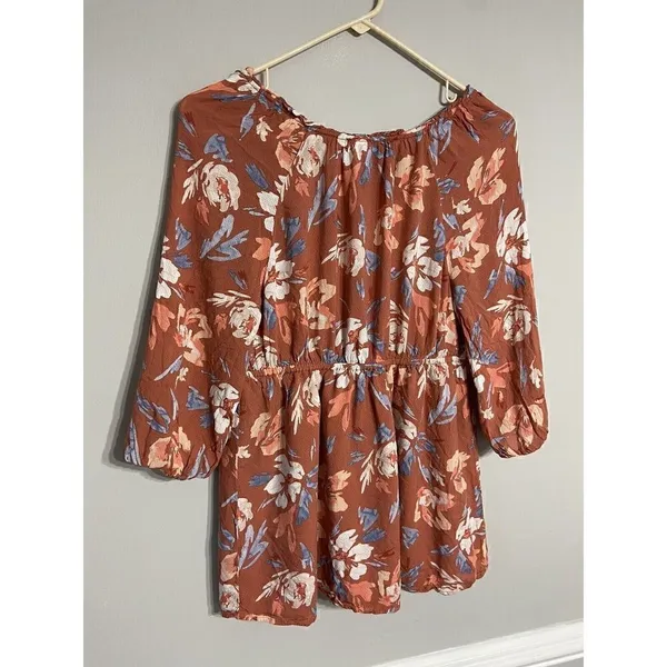 Isabel Maternity Salmon Colored Floral Maternity Blouse Womens XS - Image 3