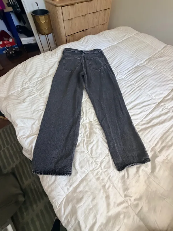 Agolde Echo Taper fold over mid waist Zephyr vintage washed black jeans 29 - Image 11