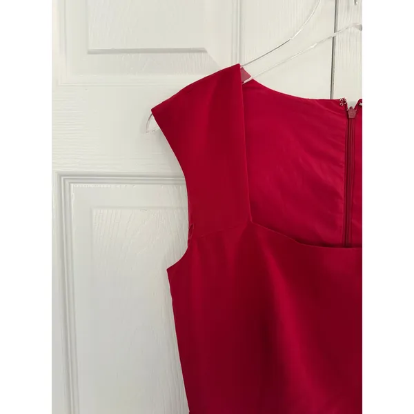 Cupcakes and Cashmere Angie Cherry Red Square Neck Sheath Dress Date Night Chic - Image 4