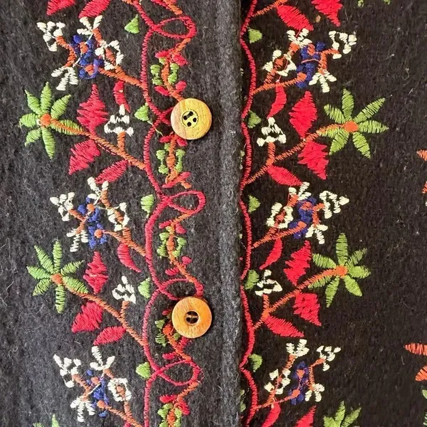 Body Xpressions Vintage Button Front Lined Vest Wool Blend Floral SZ M #2588 - Image 8