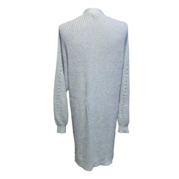 American Eagle Light Gray Open-Front Long Cardigan Sweater Pockets Drapey - Image 3