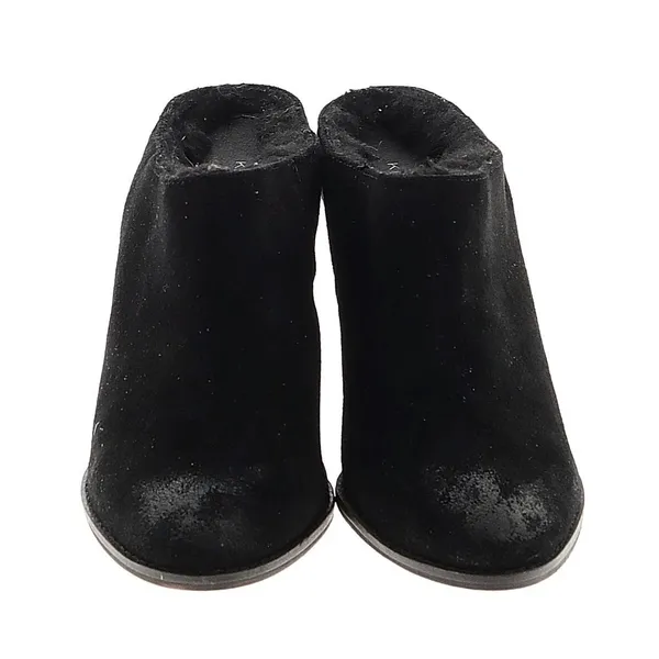 Kelsi Dagger Brooklyn Black Suede Faux Fur Lined Wedge Mules Clogs Womens 10 - Image 2