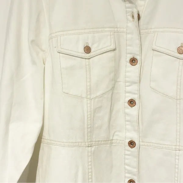 Frye Women's Size‎ XL White Long Sleeve Denim Button Front Mini Dress - Image 3