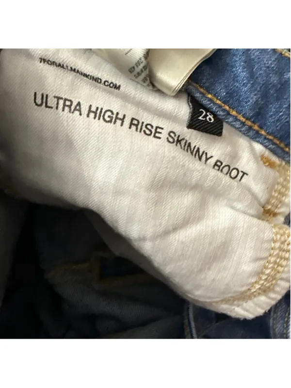 7 For All Mankind Ultra High Rise Skinny Boot Jeans Medium Wash Blue Size 28 - Image 6
