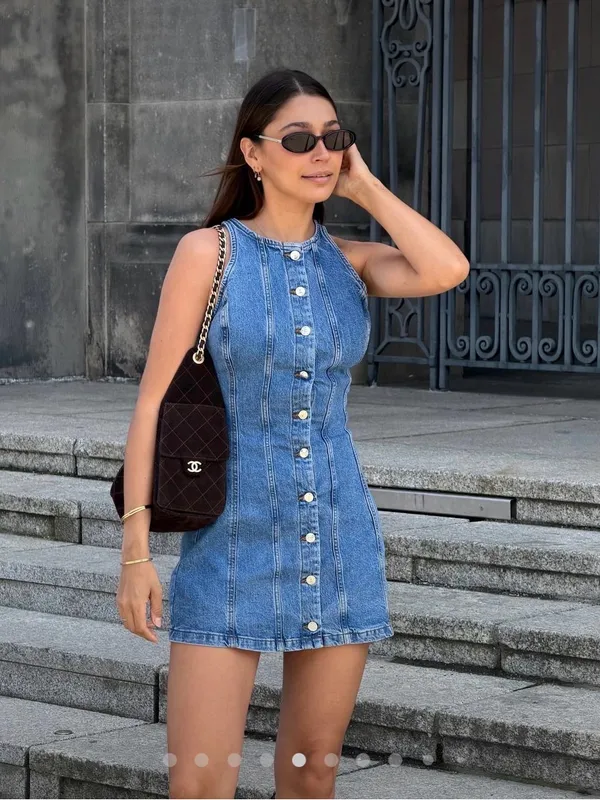 Nwt Zara Z1975 Mini Seamed Denim Dress Size M - Image 3