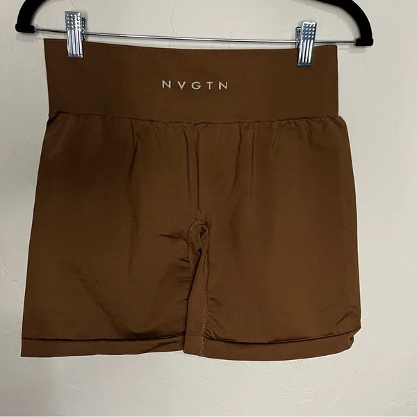 NVGTN Seamless‎ Chocolate Brown Biker Athletic Shorts - Image 3