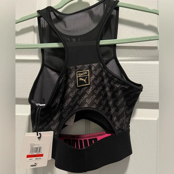 Puma x Barbie Women’s Size XS Crop Top Mesh straps Peekaboo Window Barbie logo - Image 4