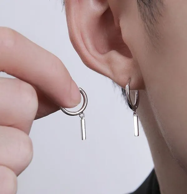 925 Silver Plated Unisex Hip Hop Dangle Drop Earrings for Men Women - Image 5