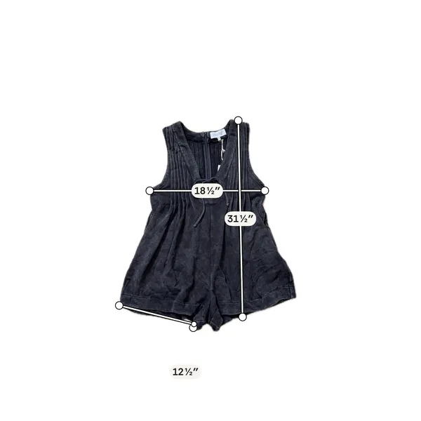 NWT Veveret Mineral Wash French Terry Romper Black Wide Leg V Neck M Boho Grunge - Image 5