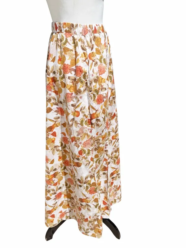 Petal & Pup Maxi Skirt Size 6 Orange Cotton Floral A-Line Garden Party Pockets - Image 2