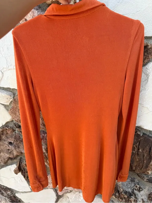With Jean Orange Ruched Button-Front Dress - Image 10