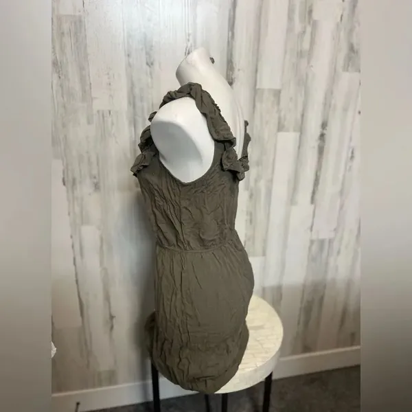 Windsor Olive Green Ruffle Mini Dress Size L Sleeveless Casual Summer - Image 7