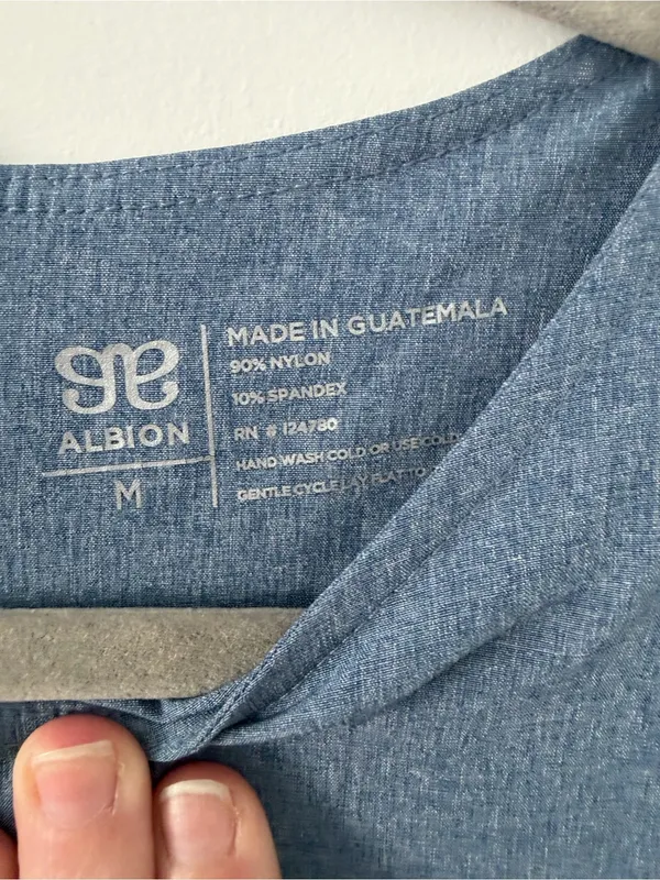 Albion Fit Cap Sleeve Chambray Going Places Athleisure Travel Casual Mini Dress M - Image 6