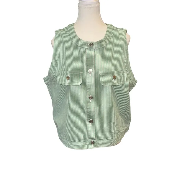 Free Assembly Button front sleeveless stripe top - Image 5