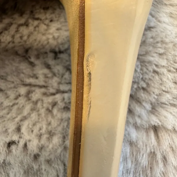 Jessica Simpson‎ Tan Gold Suede Patent Platform T-Strap Peep Toe Heels 7.5B - Image 15
