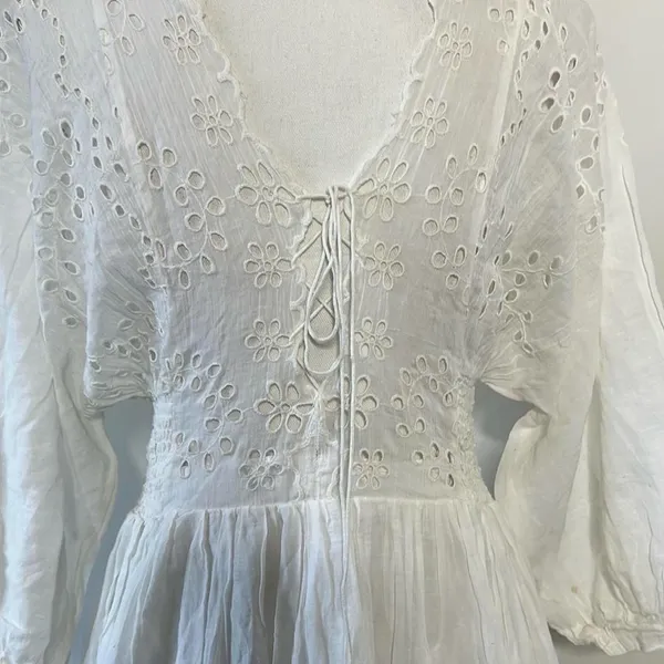 Free People White Eyelet Lottie Dress - Image 13