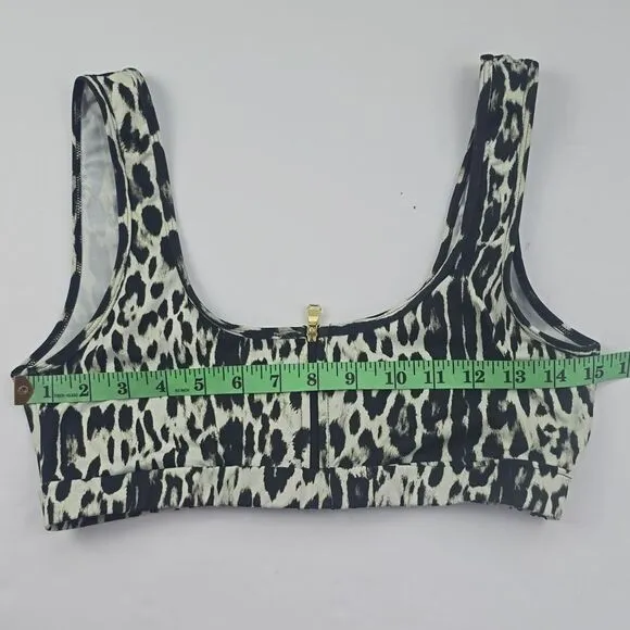 Varley 75N Animal Print Bikini Top‎ Front Zipper Size Large - Image 7