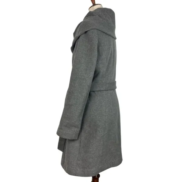 TAHARI Wool Blend Belted Shawl Collar Coat, Jacket in Grey - Image 8