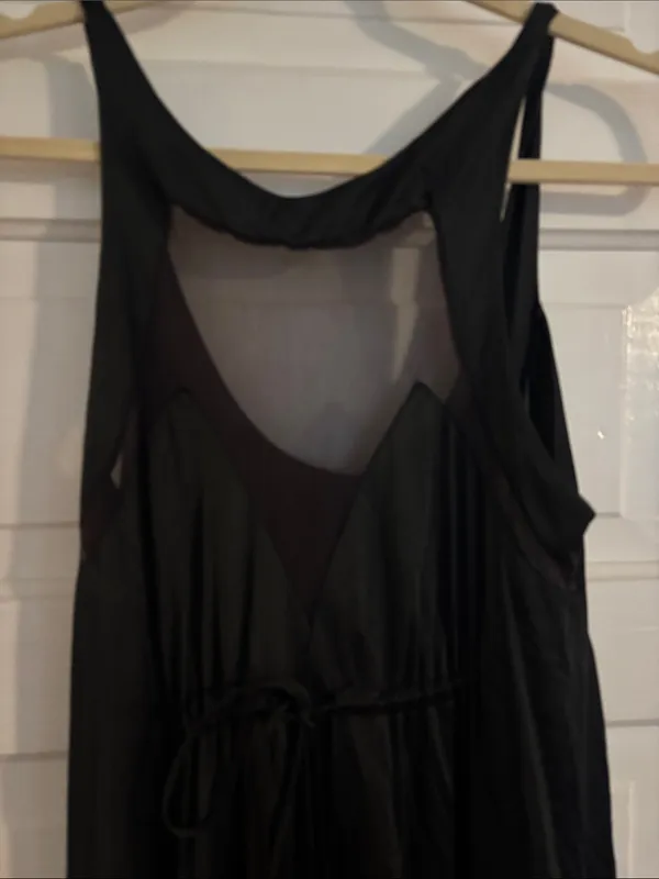 Vintage Blanche by Ralph Monteners Black Maxi Slip Dress with Drawstring Wais - Image 2