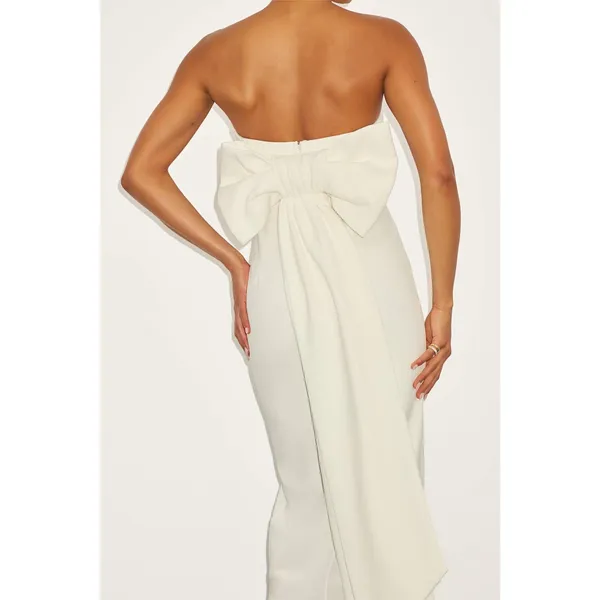 NWT Lulus Fabulous Phenomenon White Strapless Bow Midi Dress Gala Banquet Size M - Image 5