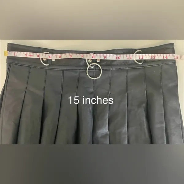 Current Mood Dolls Kill Spade Pleated Mini Skirt Black Vegan Leather - Image 8