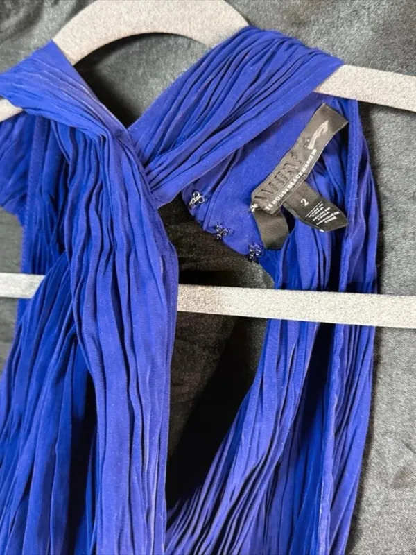 White House | Black Market Y2K Purple Halter Top With Criss Cross detailing - Image 5