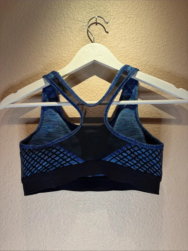 Nike Pro Hyper Classic Women’s Lined Sports Bra Size Small Blue Black - Image 4
