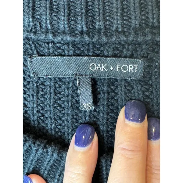 Oak + Fort Sweater Women XS Washed Black Ribbed Knit Cotton Crew‎ Neck Pullover - Image 6