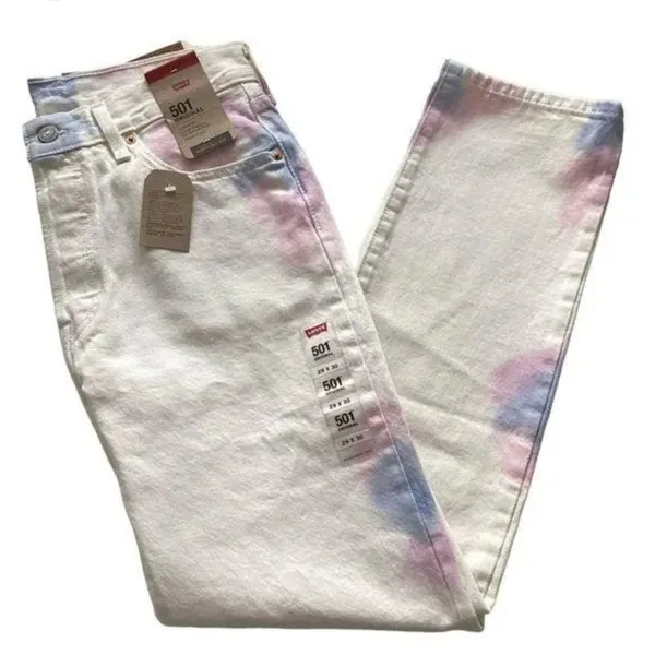 NWT Levi's 501 original high rise straight leg button fly tie dye jeans sz 27 - Image 12