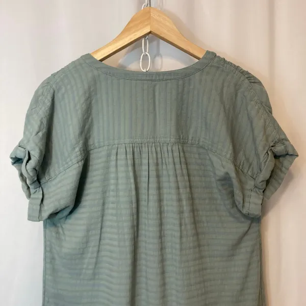 Sonoma Small Womens Dress Teal Green Blue Button V-Neck Short Dolman Sleeve Mini - Image 3