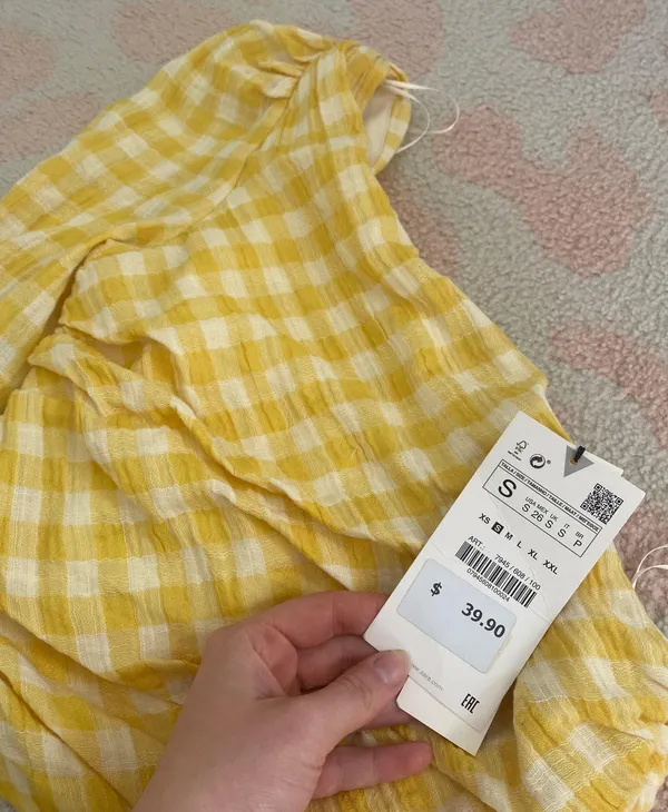 ZARA Yellow Gingham Two Piece Set - Image 3
