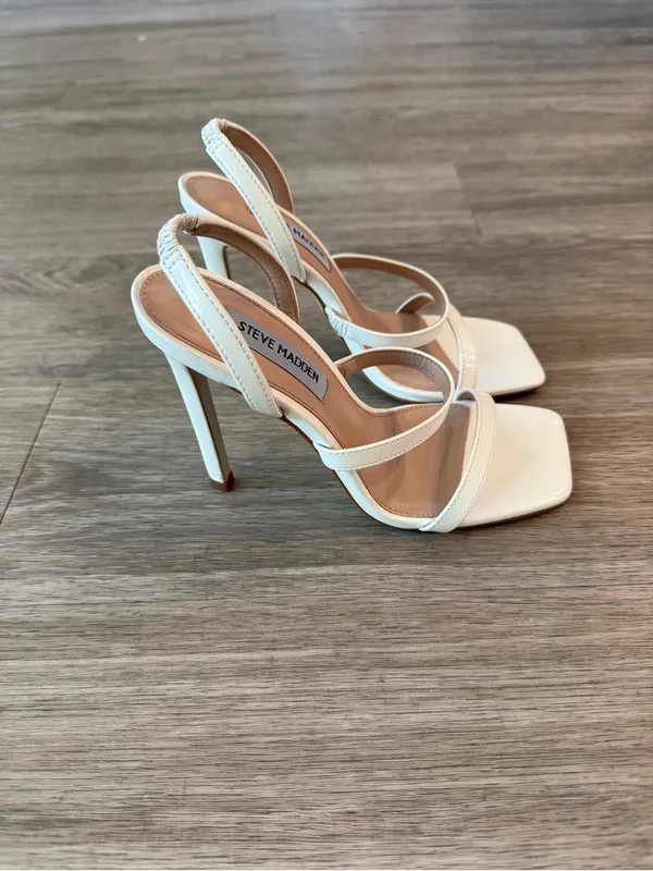 Steve Madden White Slingback High Heel Sandals in Grade White, Size 5.5 - Image 4