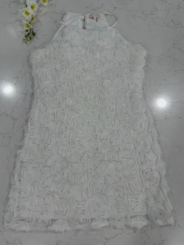 entro White Rosette Halter Mini Dress - Image 3