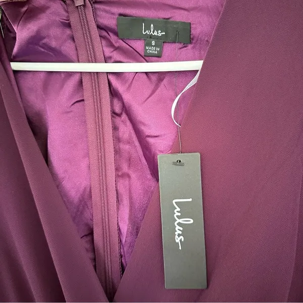 Lulu’s Adoring You Long Sleeve Maxi Dress NEW Women’s Small Purple Chiffon Gown - Image 6