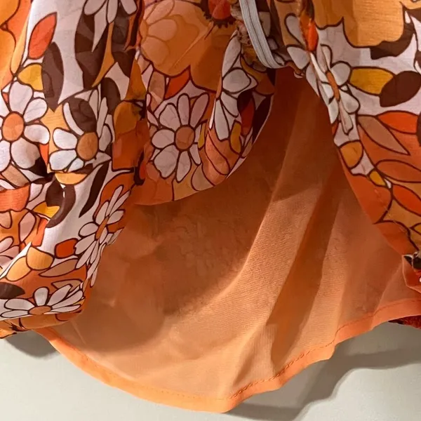 CATO womens size large pullover summer boho top spring bloom tangerine hippie - Image 4