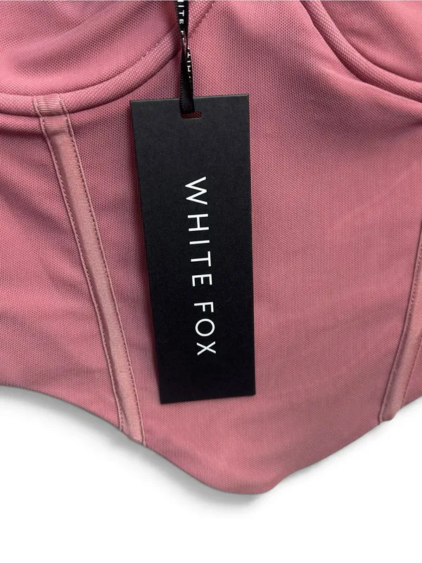 White Fox Mauve Corset Crop Top Women’s 2XL Ruched Mesh Long Sleeve NWT - Image 11