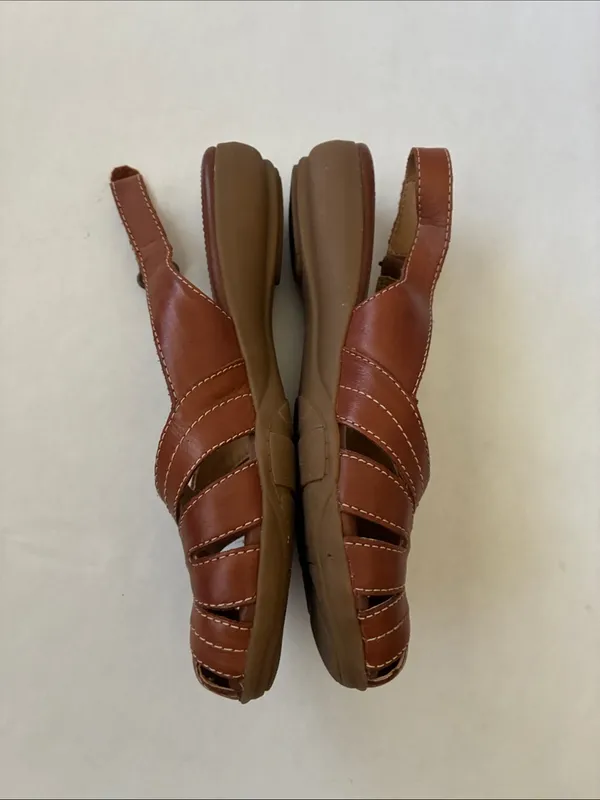 Naturalizer Brown Leather Slingback Sandals with Stitch Detail - Image 6