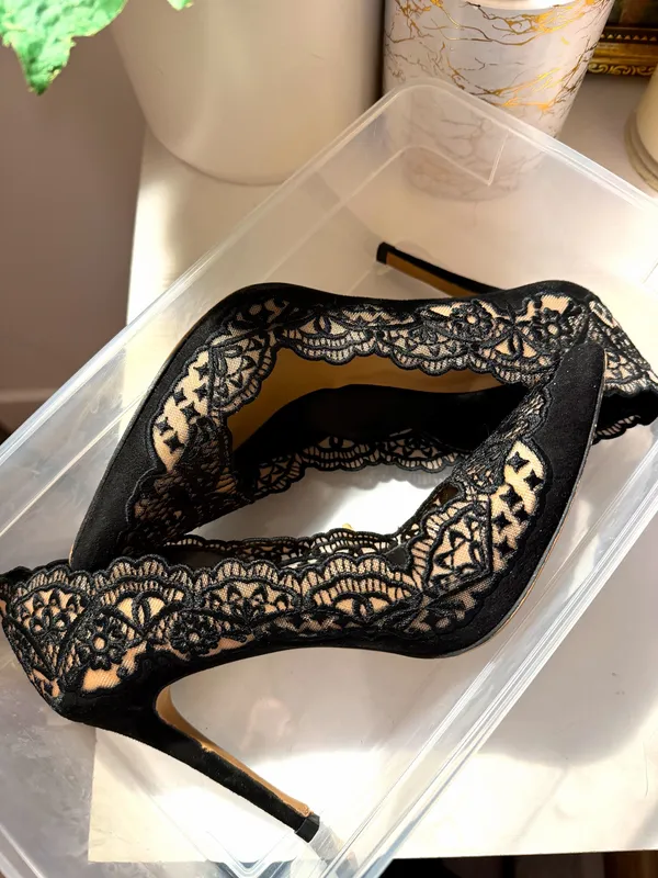 INC Black Lace Spicy Heels - Image 6
