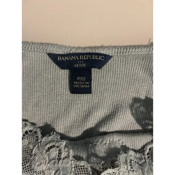 Y2K Vintage Sz PXS Gray Banana Republic Lace Trim Form-fitting Cami ribbed - Image 4
