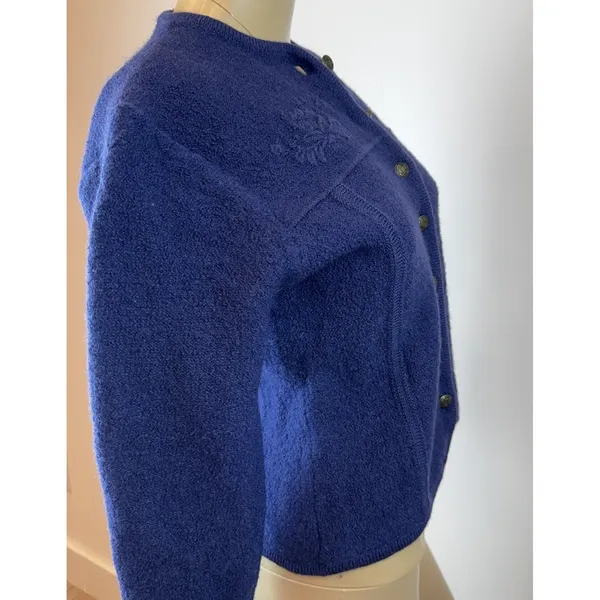 Vintage Pendleton Blue Wool Tailored Cropped Button-Up Jacket Preppy‎ XS-S - Image 5