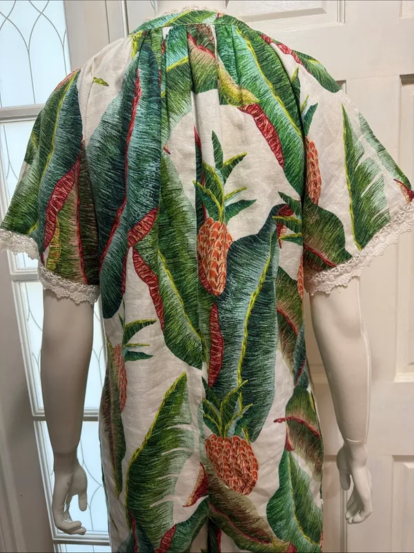 Farm Rio Tropical Pineapple Print Women’s Jumpsuit in Green & Cream S-S - Image 13
