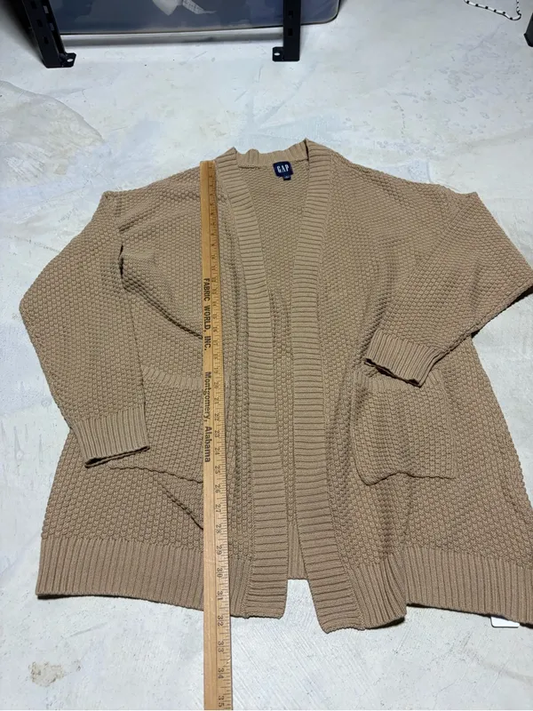 GAP NWT Open-Front Chunky Knit Cardigan taupe XL MSRP$80 - Image 5